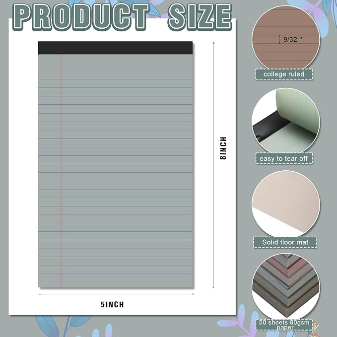 Lincia 24 Pcs 5" x 8" Small Legal Pads Colored Lined Note Pads Narrow Ruled - Image 2
