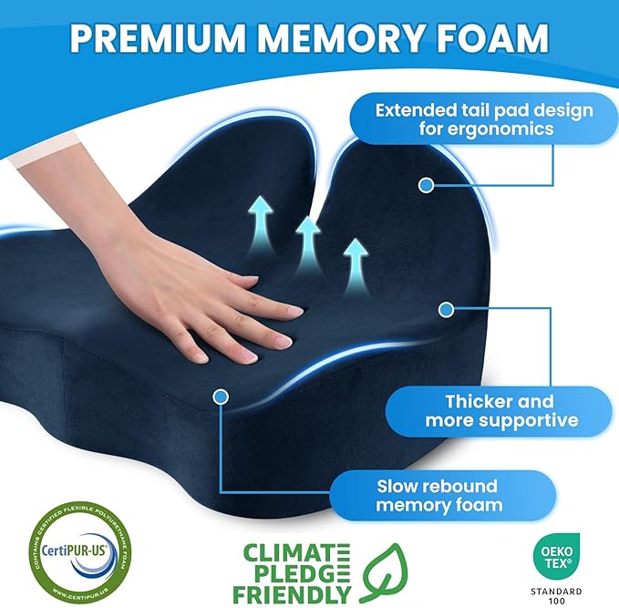 CushZone Seat Cushion, Memory Foam Office Chair Seat Cushion - Image 3