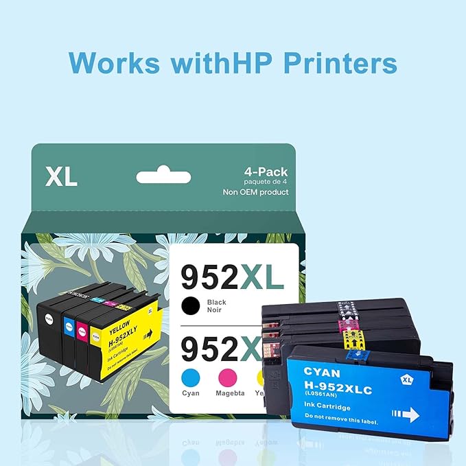 Black High-Yield Ink Cartridge Replacement for HP 952 XL Ink Cartridges Use with Officejet Pro 7740 8210 8710 8720 8740 8715 7720 8725 8730 8216 (4 Packs)-DeskLoop Office