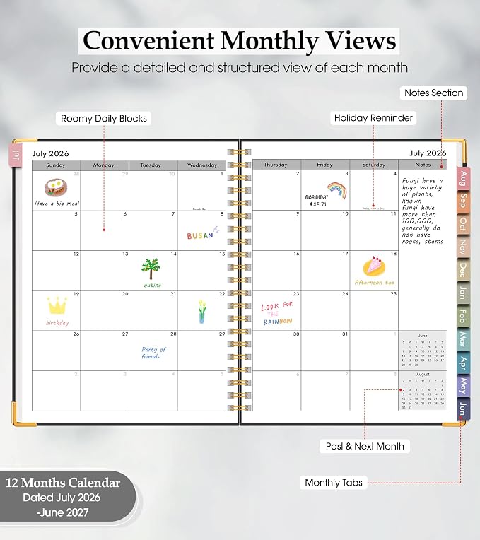 Academic Planner 2026-2027, Hardcover Leather Weekly and Monthly Calendar - Image 2
