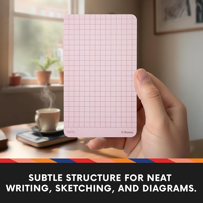 Notsu Graph Grid Colored Note Cards 3x5 inch, 40 ct | Graphing Vertical Color - Image 3