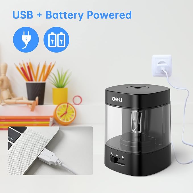 Deli Electric Pencil Sharpener, Automatic Pencil Sharpeners - Image 5