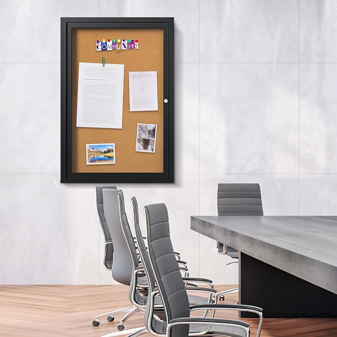 INNOVART Enclosed Bulletin Board 36”x24”, Lockable Cork Noticeboard - Image 9