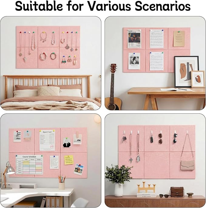 Thboxes Large Cork Board 36" x 24", 6 Pack Felt Wall Tiles - Image 7