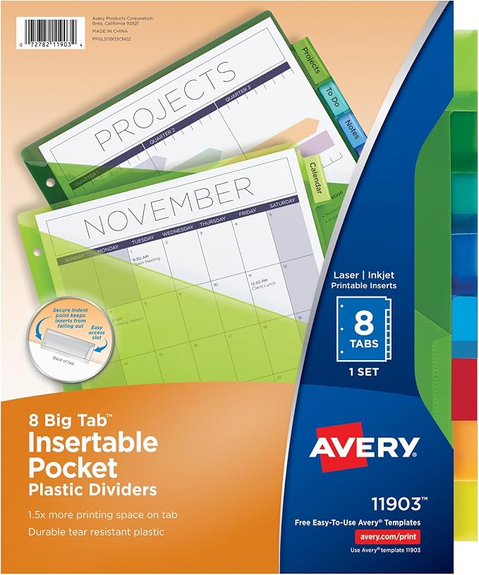 Avery Insertable Plastic Dividers by Avery