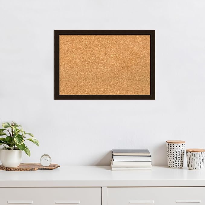 Amanti Art Natural Cork Board for Wall, 18x26 Vision Board with Brown Wood Frame, Medium Corkboard Office Decor for Home Organization, Rustic Farmhouse Corkboard Pinboard to display items for home-DeskLoop Office