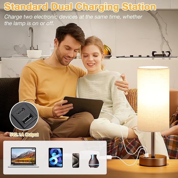 Dicoool Beige Touch Table Lamp for Bedroom - Image 4