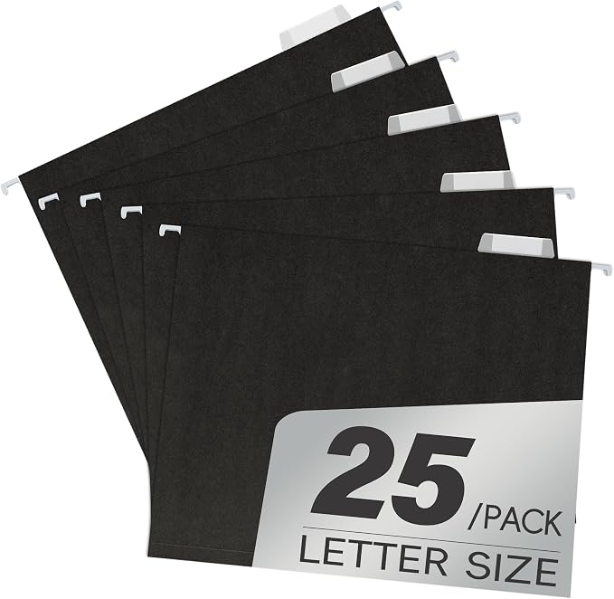 pmybupo Hanging File Folders, 25 Pack Letter Size Black Hanging File Folders by pmybupo