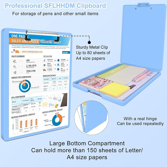 SFLHHDM Clipboard with Storage, Heavy Duty Clip Boards 8.5x11 with 2 Storage - Image 5