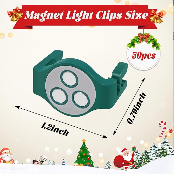 UQM 50 Pack C9 Magnetic Christmas Light Clips, Extra Strong Magnetic Clips Hooks - Image 2