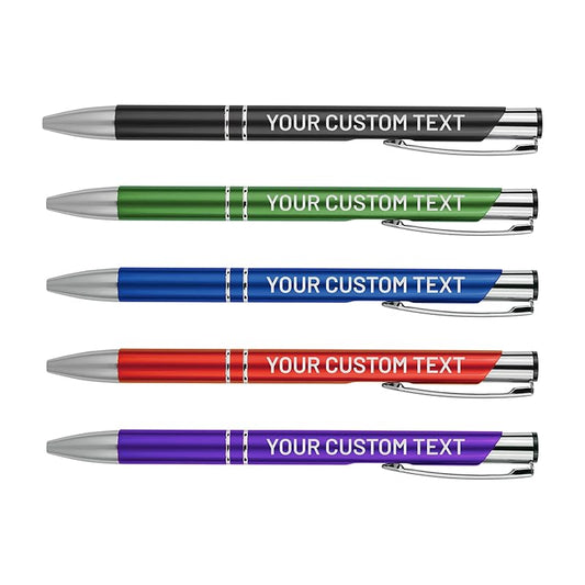 Bulk Personalized Pens Custom Engraved Ballpoint Pens (12 Pens, Black)