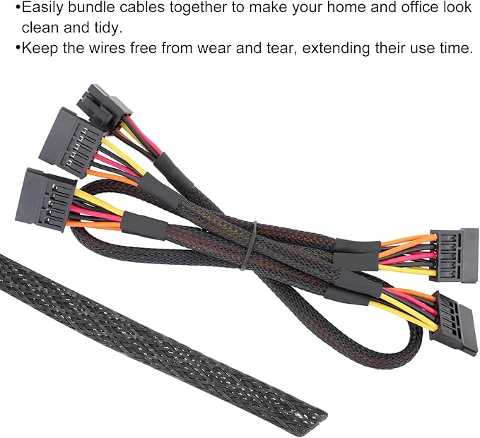 25ft PET Expandable Wire Loom 1/4 Inch, PET Braided Wire Sleeving Cable - Image 4