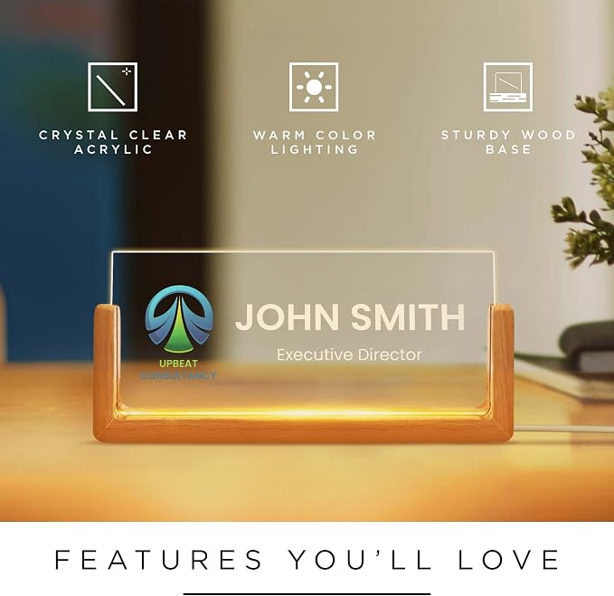 Personalized Light Up Desk Name Plate, Custom LED Acrylic Name Plate - Image 6