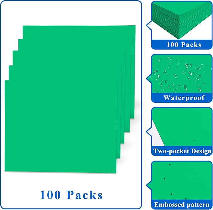 Zzrywuty 100 Packs Paper Green Folders - Image 5