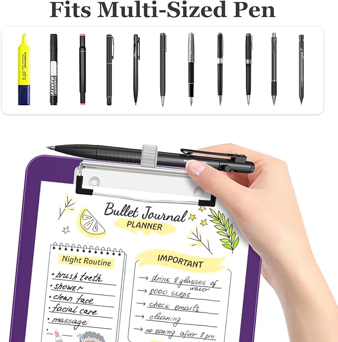 Piasoenc A5 Clipboard with Storage, Clip Board with Pen Holder, Deep Purple | - Image 3