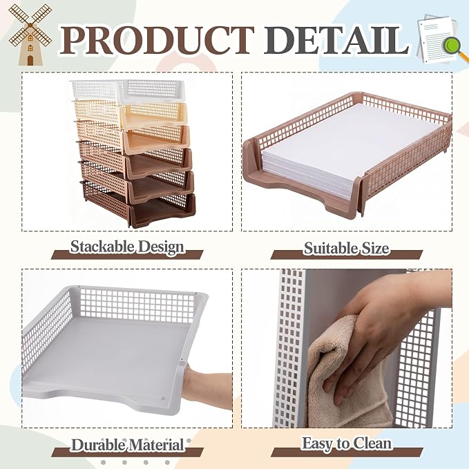 Geetery Set of 6 Turn in Trays Classroom Plastic Trays - Image 3