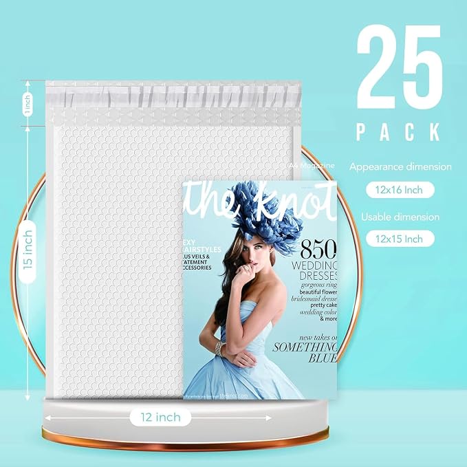 Fuxury Bubble Mailers 12x15" White Padded Envelopes 25 Pack large bubble mailer - Image 2