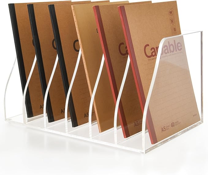 Acrylic Magazine File Holder, 6 Vertical Compartments Desk Document Sorter by AIMOLLYACRYLICSTORAGE