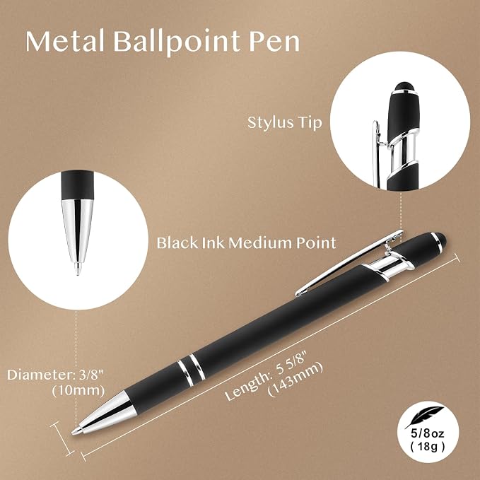 LINFANC 12 Pack Black Silver Ballpoint Pen - Image 2