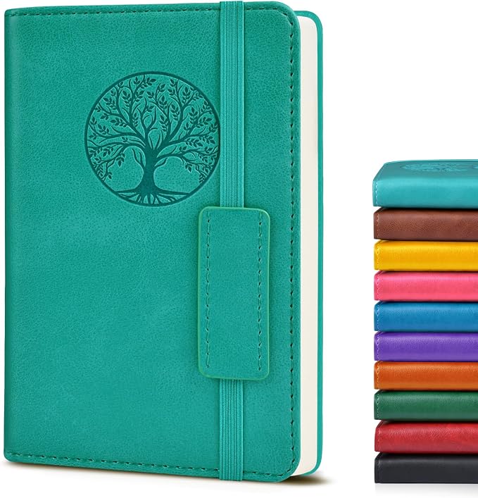 Biuwory A6 Leather Pocket Notebook, 140 Lined Pages Hardcover Small Journal | by Biuwory