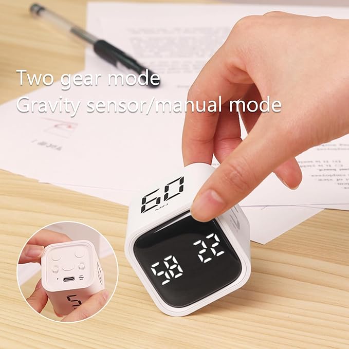 Digital Cube Pomodoro Timer Desk Rechargeable Productivity Timer 5/10/30/60min - Image 2