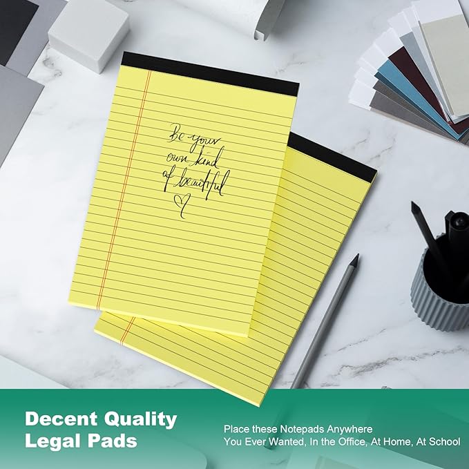 Legal Pads 5×8 Inch, 4 Pack, Narrow Ruled, 5x8 Yellow Legal Pad, Mini Double-Sided Printing Notepad Perforated Note Pads 5x8" Lined Paper, Lined Writing Pads for Office Home School, 30 Sheet/Pad