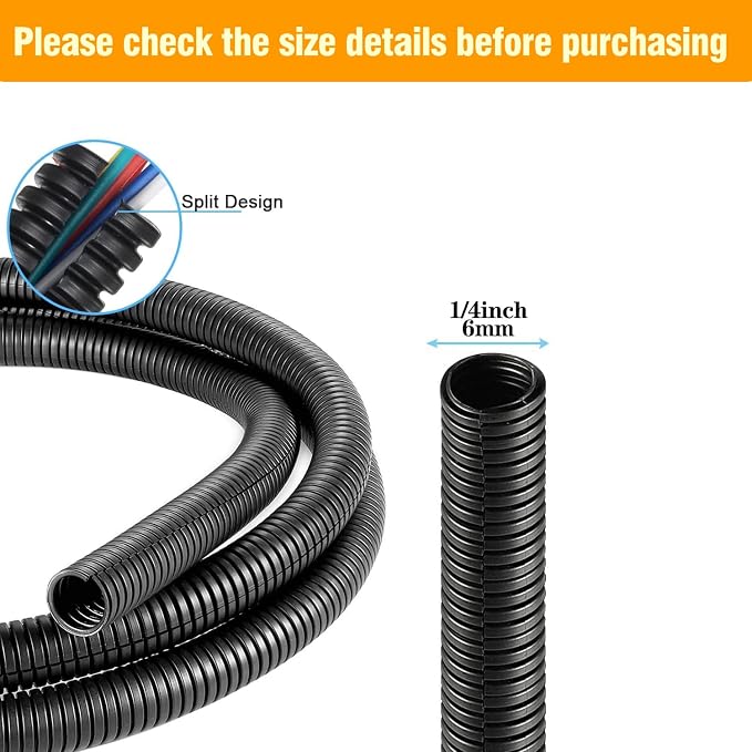 1/4 Inch Wire Loom Split Tubing - 15 ft Cord Protector Electric Wires Covers - Image 2