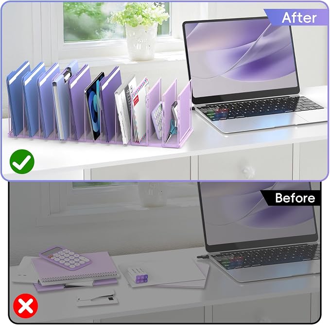 File Organizer for Desk, 11-Section Vertical File Sorter, Paper Holder - Image 7