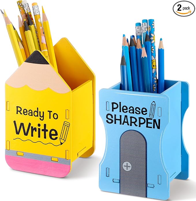 Sherr 2 Pcs Wood Pencil Holder Pencils and Sharpener Shaped Sharp and Dull Pen by Sherr