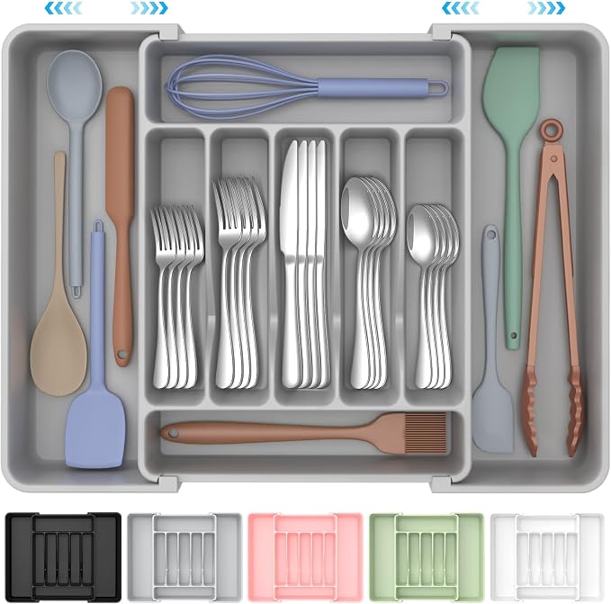 ukeetap Extra Large Expandable Silverware Organizer, BPA-Free Food-Safe Cutlery by ukeetap