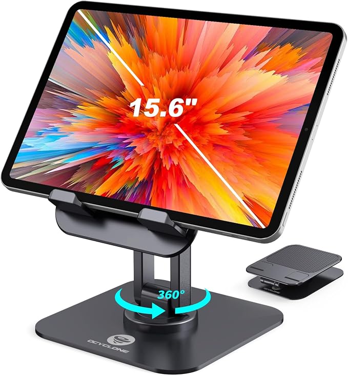 OCYCLONE iPad Stand, 360° Rotating Adjustable Foldable iPad Tablet Stand Holder by OCYCLONE