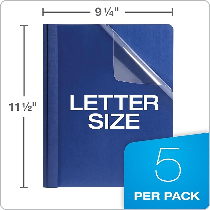 Oxford Linen Clear Front Report Cover, Letter Size, 5 per Pack - Image 5