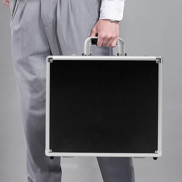 Locking Briefcase, Metal Briefcase w/Strap, Hard Aluminum Carrying Case - Image 4