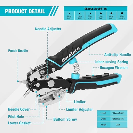 DURATECH Leather Hole Punch, Heavy Duty Belt Hole Punch Plier - Image 4