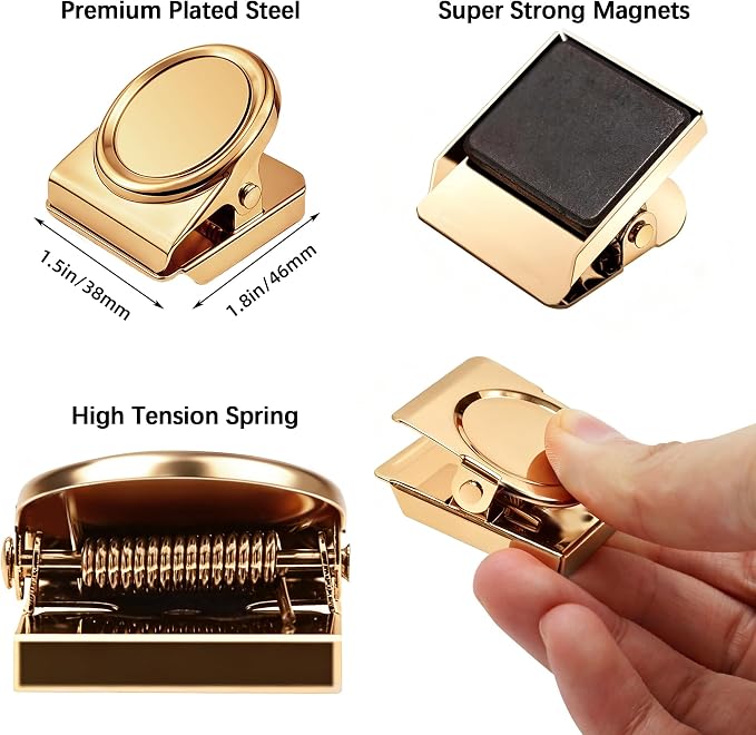 Magnetic Clips 1.5 inch, 12 Pack Heavy Duty Magnet Metal Clips - Image 2