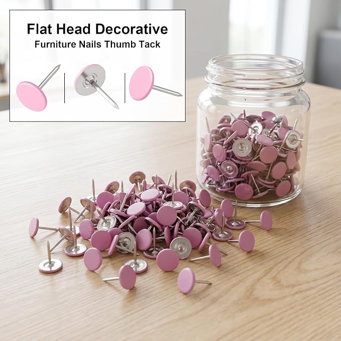 100pcs Metal Thumb Tacks, Heavy Duty Flat Head Push Pins, Upholstery Tacks - Image 5
