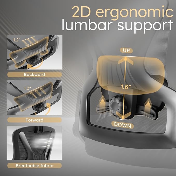 750lbs Big and Tall Office Chair- Heavy Duty Executive Chair with 5D Flip Arms and Adjustable Lumbar Support, Ergonomic Mesh High Back Desk Chair, Ergonomic Executive Home Office Computer Chair-DeskLoop Office