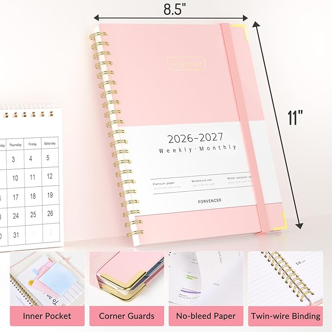 Forvencer Academic Planner 2026-2027, Hardcover Calendar Planner Weekly & - Image 6