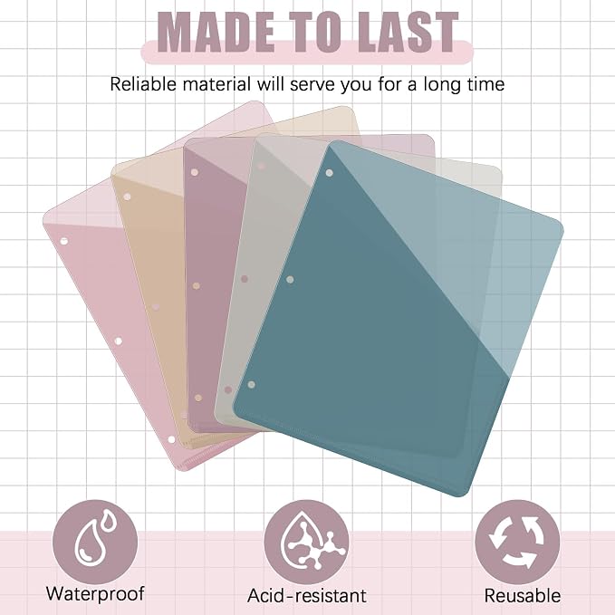 Maitys 50 Pack Binder Pockets 3 Hole Punch Clear Plastic Document Folders - Image 4