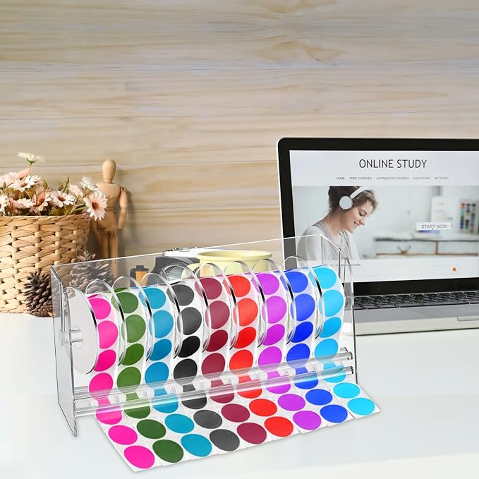 Lawei Adjustable Label Dispenser, 9 Disks Acrylic Sticker Dispenser Sticker - Image 6