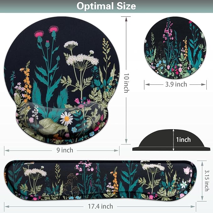 Mouse Pad with Wrist Rest Set, Qomolama 3-in-1 Wrist Support Mouse Pad Set - Image 4