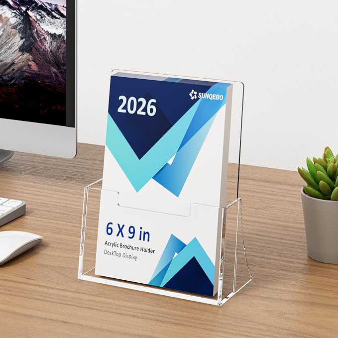 Acrylic Brochure Holder 6 x 9 Inch, 4 Pack Clear Acrylic Flyer Holder, Pamphlet - Image 5