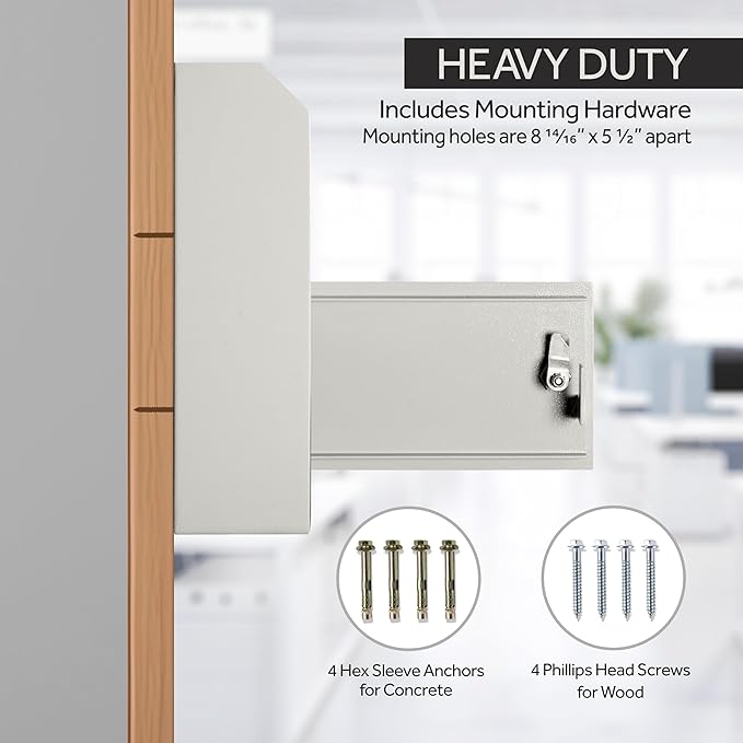 Drop Box Deposit Safe 12 x 4 x 15” Heavy Duty Steel Wall Mount Mailbox for Mail, Letters, Checks, Keys, Cash and more for Home, Office & Commercial Use (W500) (Gray)-DeskLoop Office