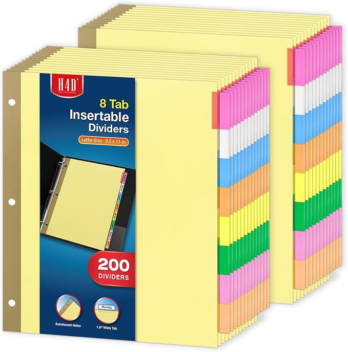 H4D 200 Pack Insertable Binder Dividers by H4D