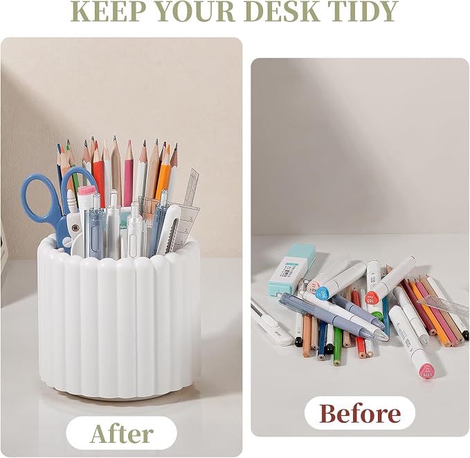 Anyoifax 360° Rotating Pen Holder 7 Slots Desk Organizer Removable Pencil Cup - Image 4