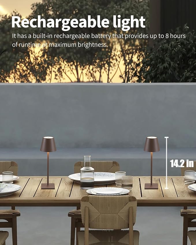 KDG 2 Pack Cordless Table Lamp, Portable LED Desk Lamp, 4000mAh Battery Operated - Image 2