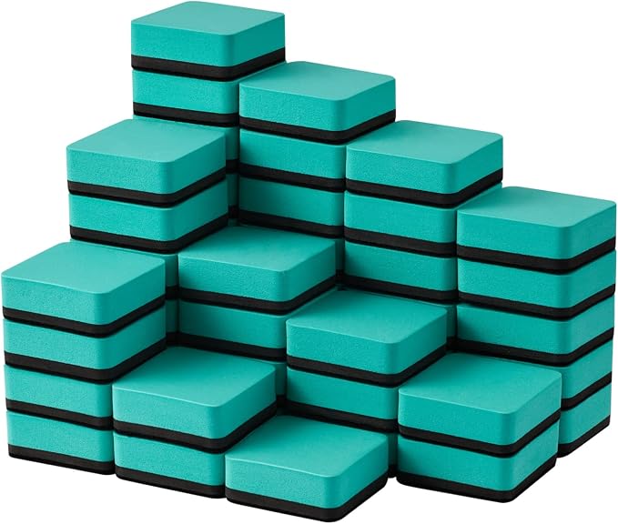 Favourde 48 Pack Magnetic Whiteboard Dry Erase Erasers Chalkboard Cleansers by favide