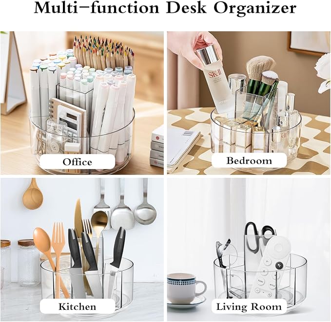 JIKIOU Acrylic Pen Holder, 360-Degree Rotating Pen Holder - Image 3
