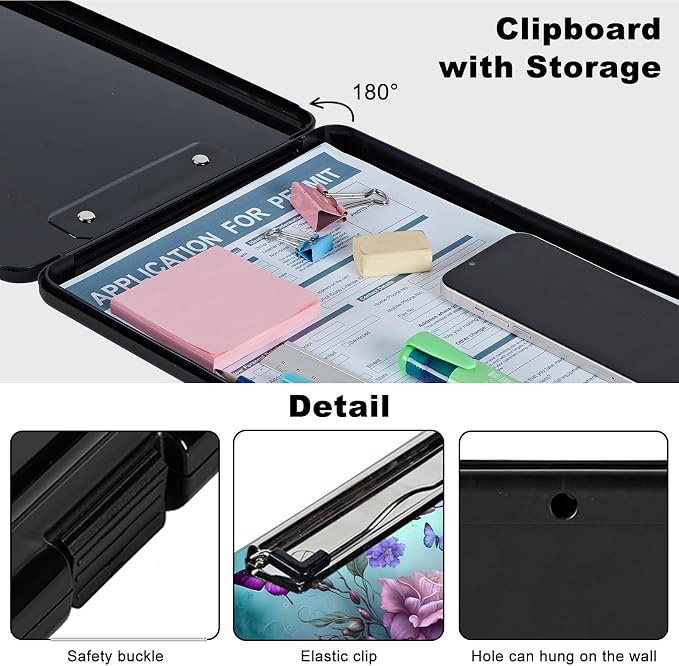 Clipboard with Storage, Plastic Storage Clipboard with Low Profile Clip - Image 3