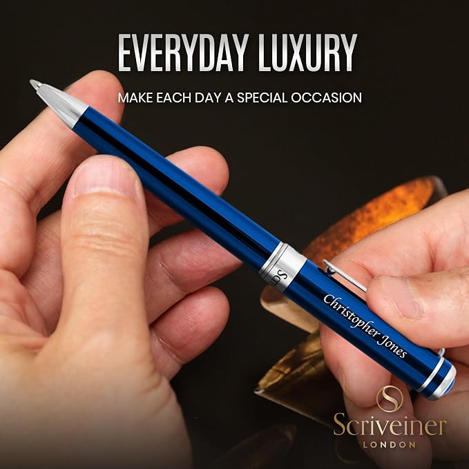 Scriveiner Personalized Midnight Blue Ballpoint Pen - Image 5